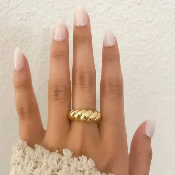 925 Sterling Silver Croissant Ring Statement Ring Chunky Thick Ring - Picture 8 of 13